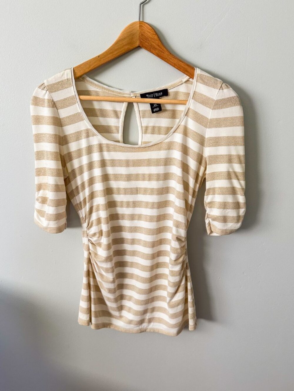 White House Black Market Gold Stripe Top